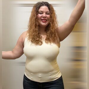 One-Shoulder Cream Tank Top